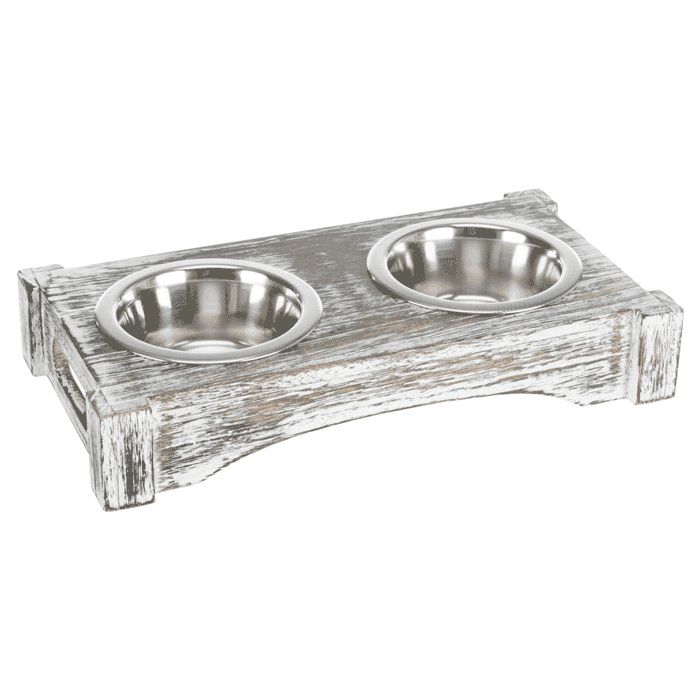 Činije za pse: Trixie Set činija na drvenom postolju Wooden Bowl Set